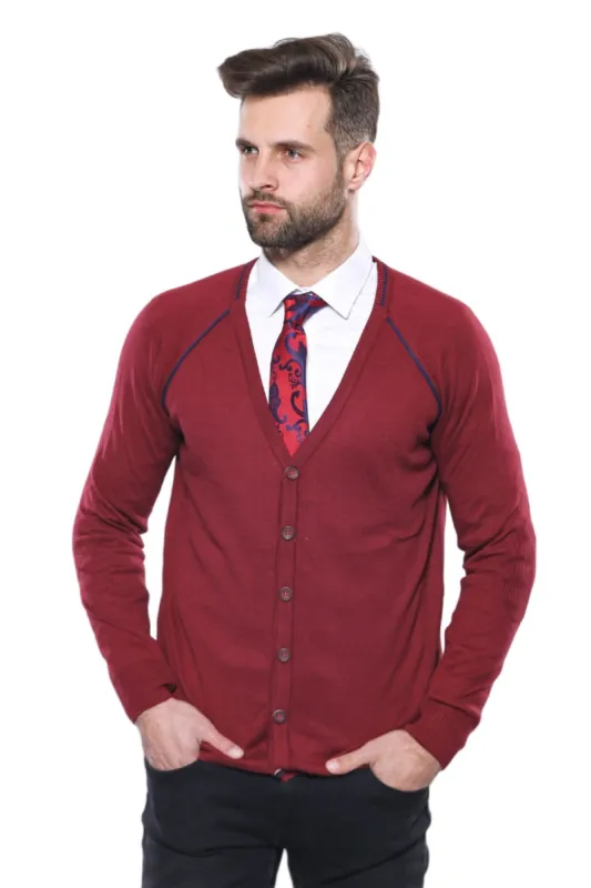 Burgundy Cotton Men's Knitwear - Wessi sold by Wessi