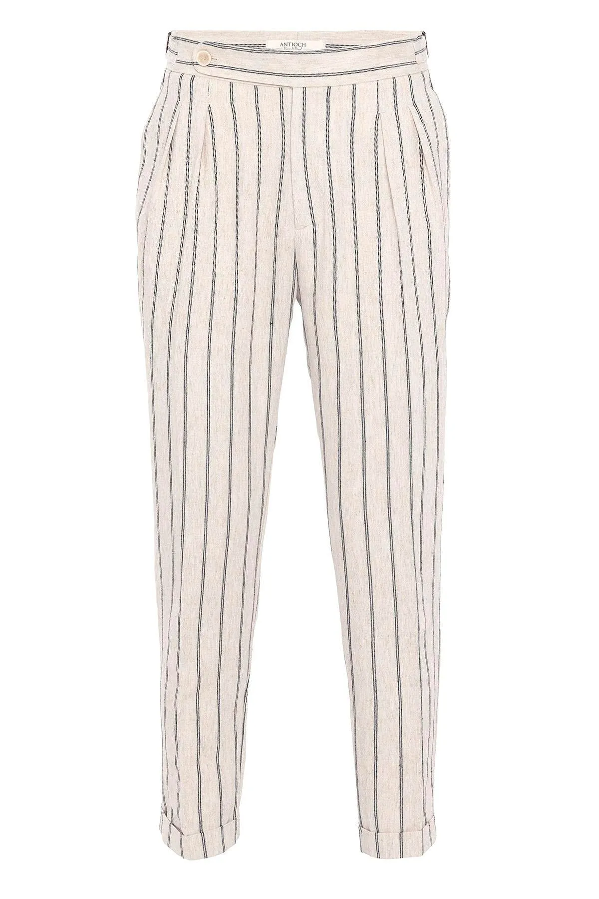 Men's Black High-Waist Linen Blend Pants - Wessi sold by Wessi product image thumbnail 5