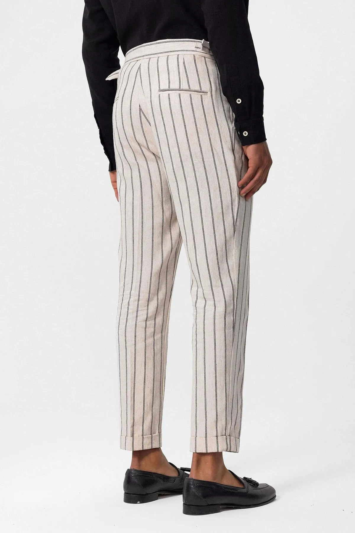 Men's Black High-Waist Linen Blend Pants - Wessi sold by Wessi product image thumbnail 4