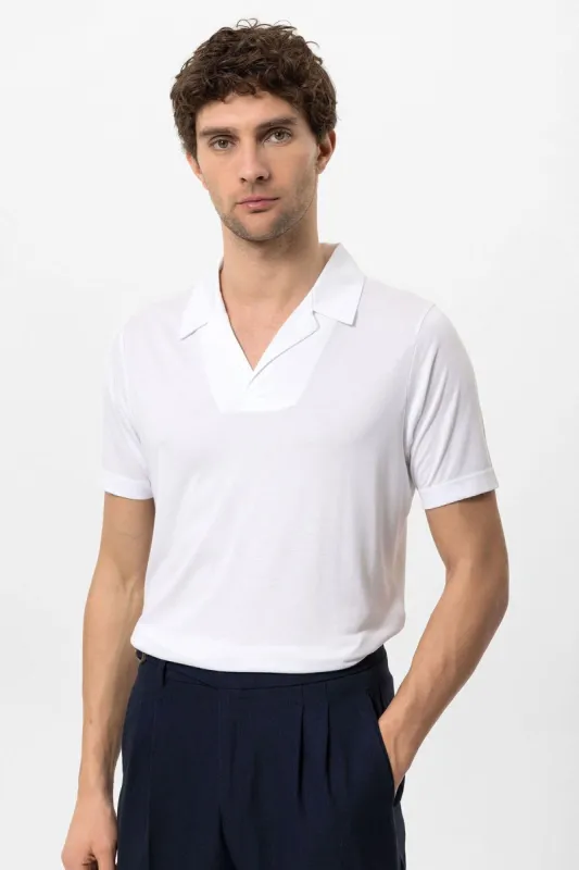 Men's Ecru Camp Collar Regular Fit  T-Shirt - Wessi sold by Wessi