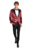 Slim Fit Velvet Burgundy Men Sparkle Tuxedo Jacket - Wessi sold by Wessi
