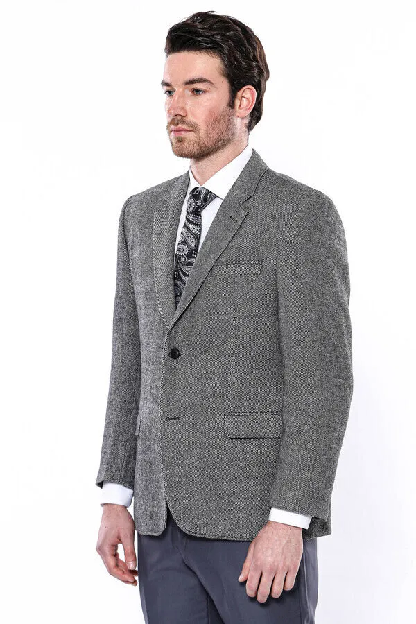 4 Drop Regular Cut Wool Grey Men Blazer - Wessi sold by Wessi product image thumbnail 3