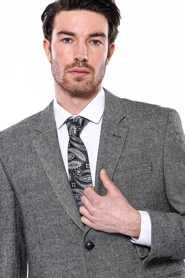 4 Drop Regular Cut Wool Grey Men Blazer - Wessi sold by Wessi product image thumbnail 2