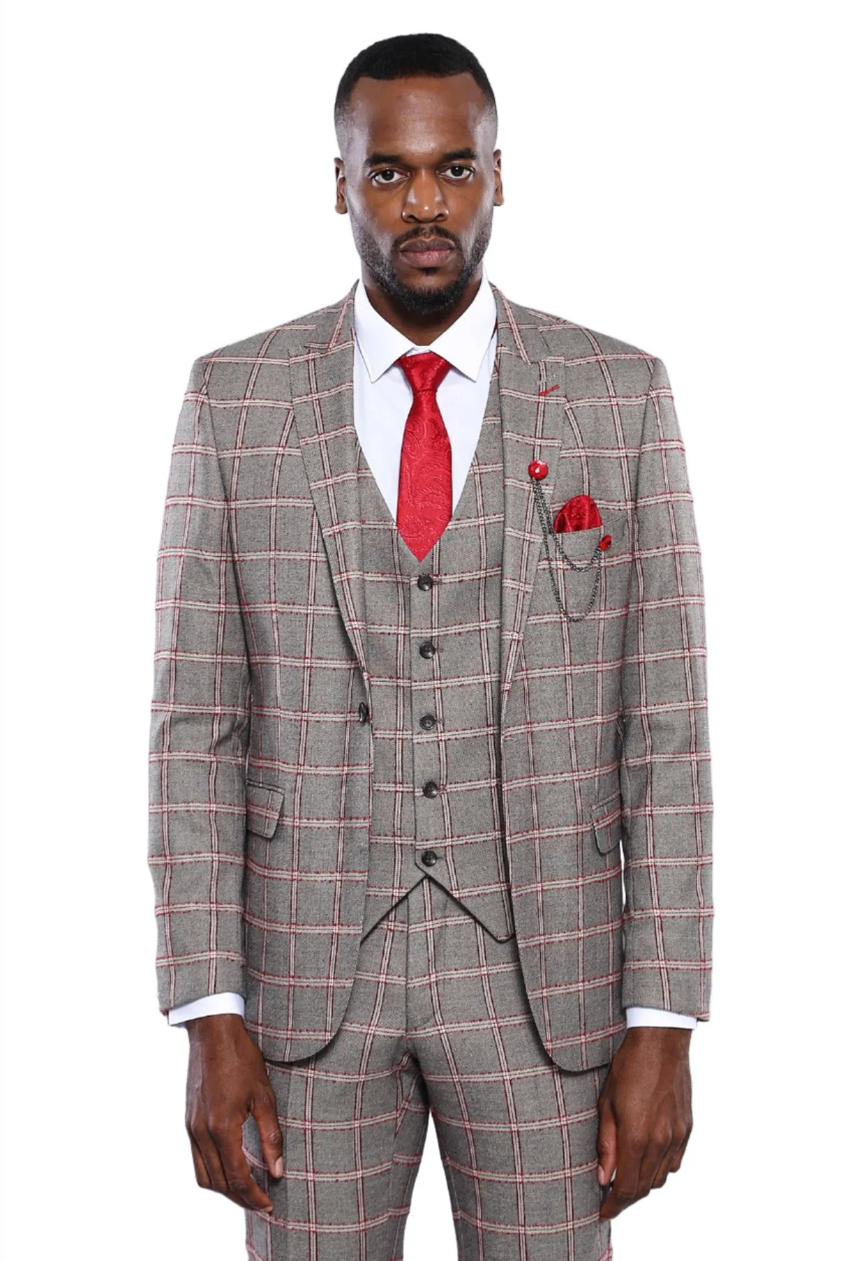 Checked Slim-Fit Grey Men Blazer - Wessi sold by Wessi product image thumbnail 3