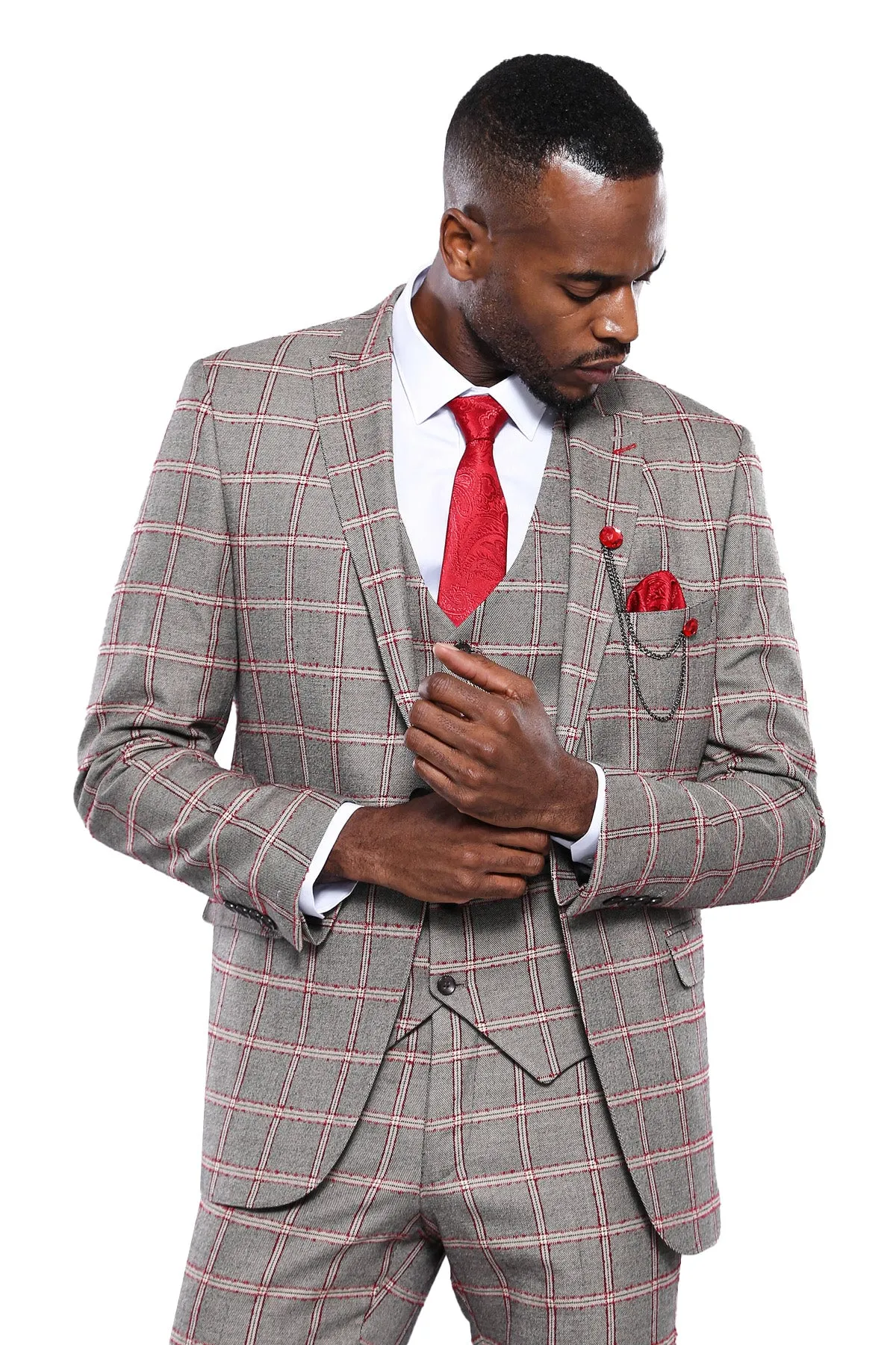 Checked Slim-Fit Grey Men Blazer - Wessi sold by Wessi
