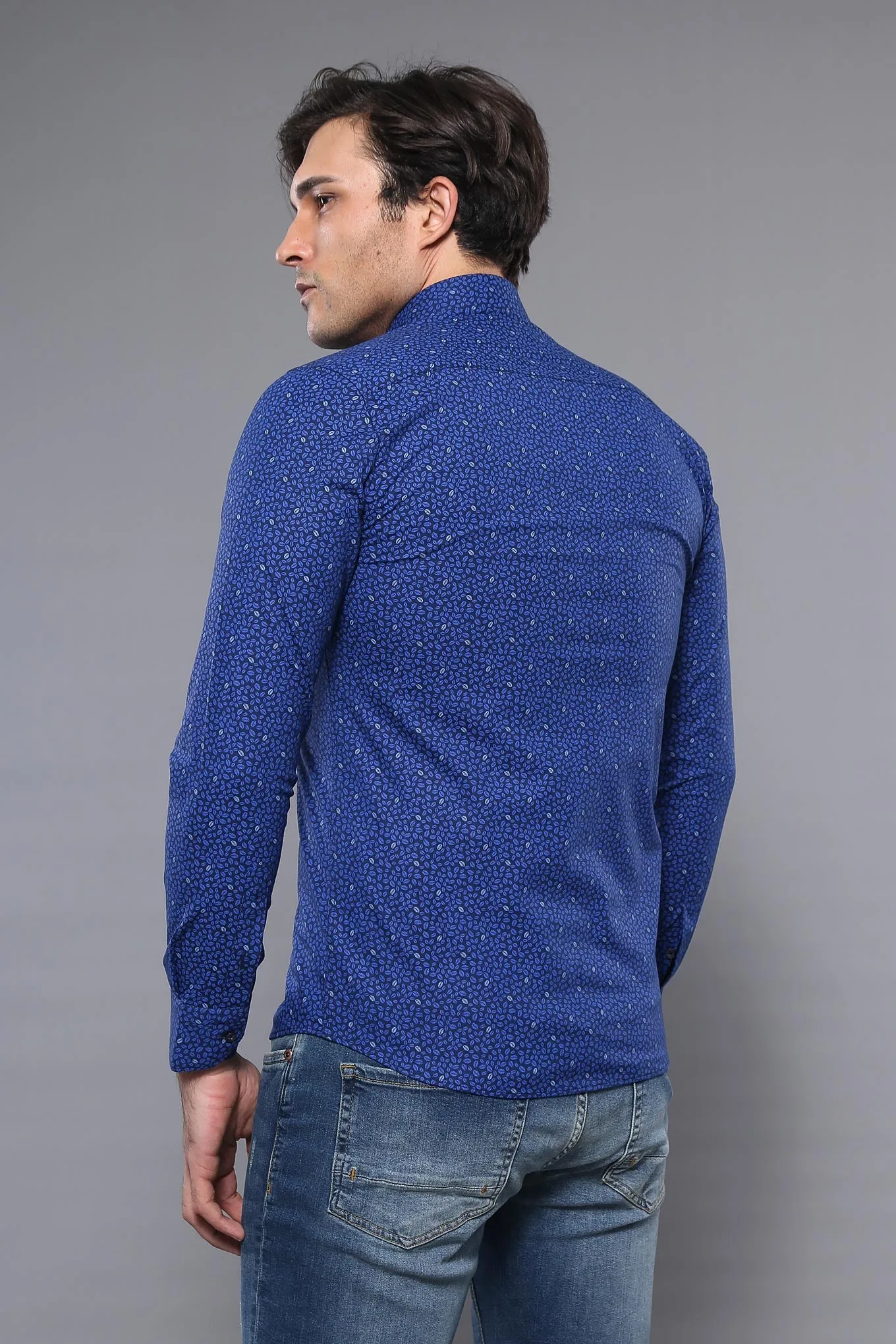 Patterned Blue Long Sleeve Shirt | Wessi sold by Wessi product image thumbnail 4