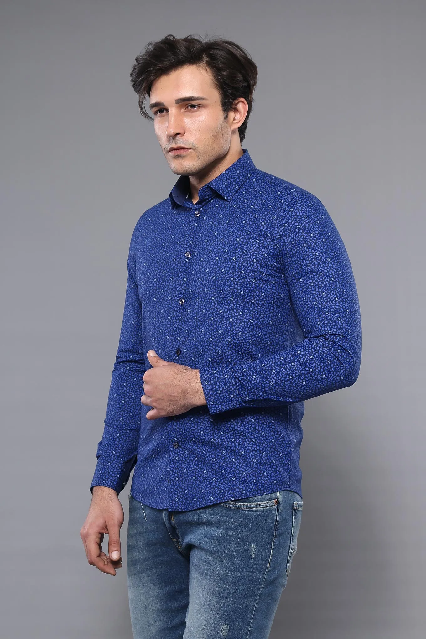 Patterned Blue Long Sleeve Shirt | Wessi sold by Wessi product image thumbnail 2