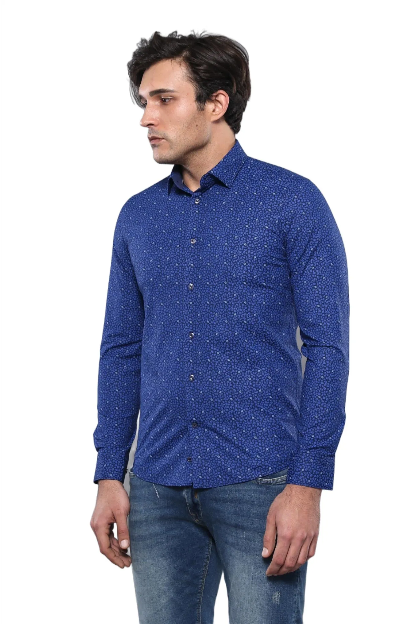 Patterned Blue Long Sleeve Shirt | Wessi sold by Wessi