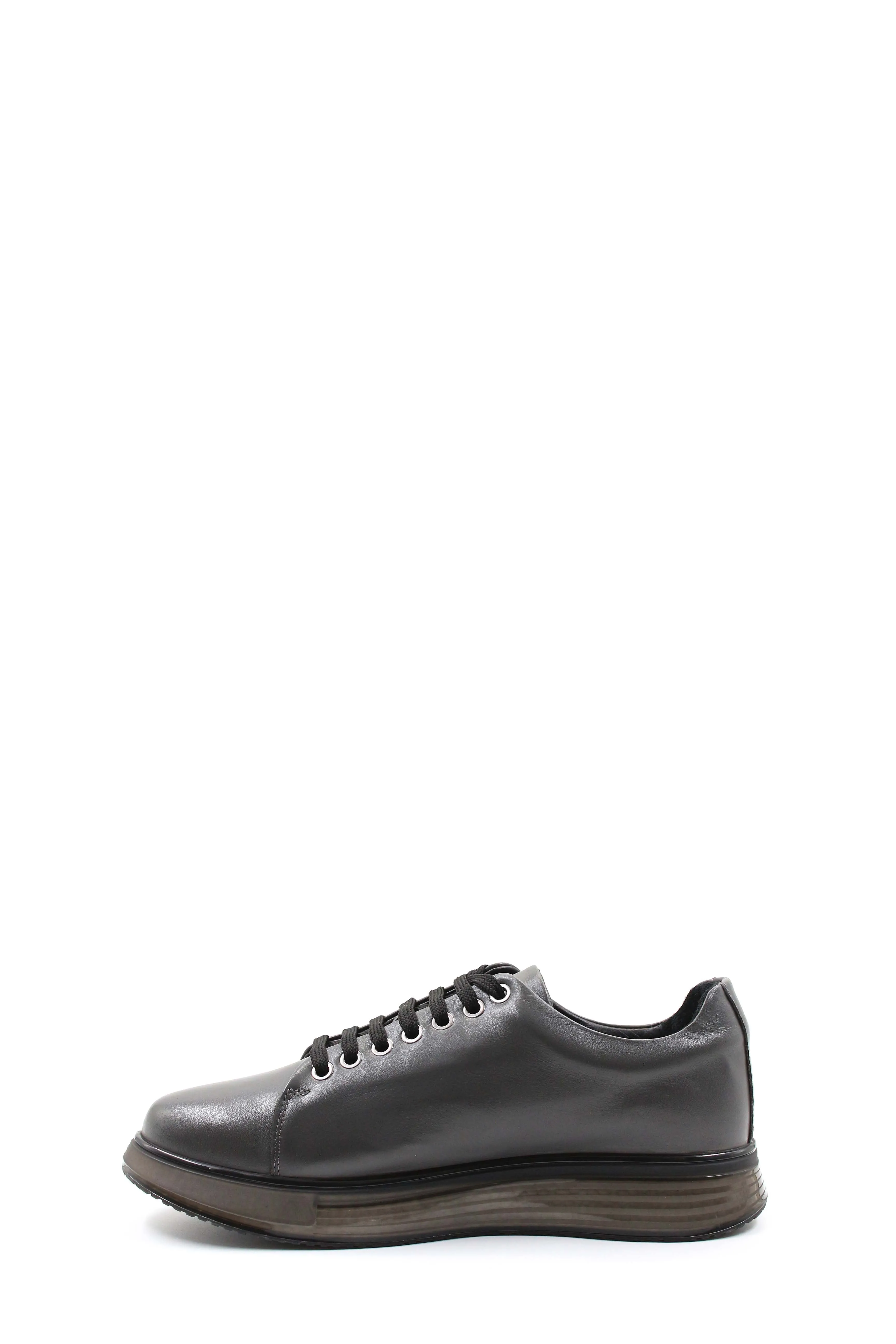 Men's Metallic Grey Leather Sneakers with Chunky Sole - Wessi sold by Wessi product image thumbnail 2