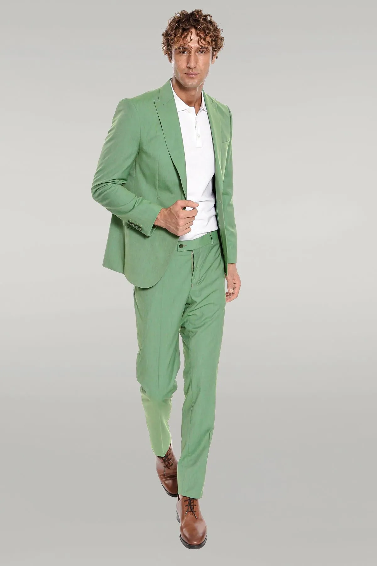 2 Piece Patterned Slim Fit Green Men Suit - Wessi sold by Wessi product image thumbnail 2