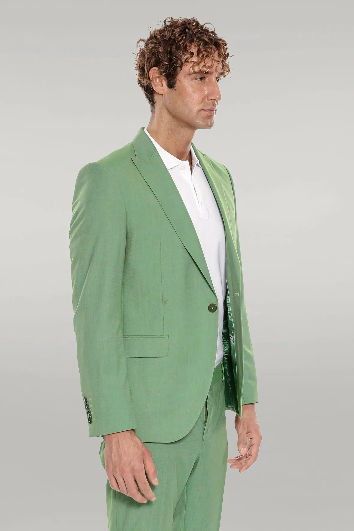 2 Piece Patterned Slim Fit Green Men Suit - Wessi sold by Wessi product image thumbnail 3