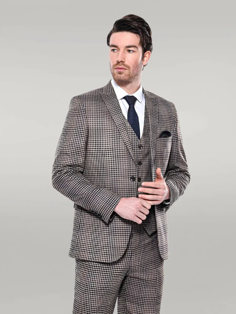 Plaid Slim-Fit Brown Men Blazer - Wessi sold by Wessi