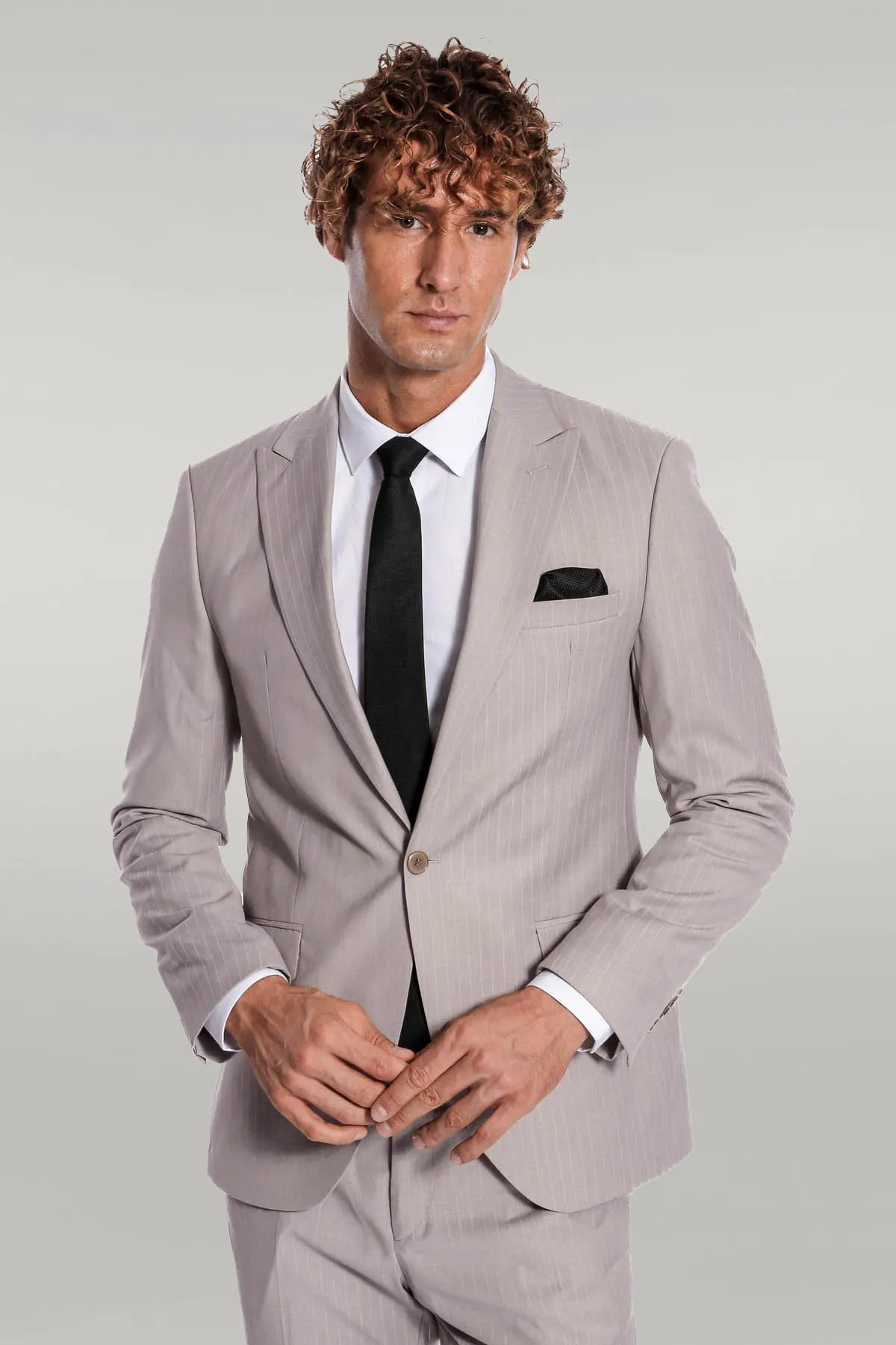 2 Piece Striped Grey Men Suit - Wessi sold by Wessi