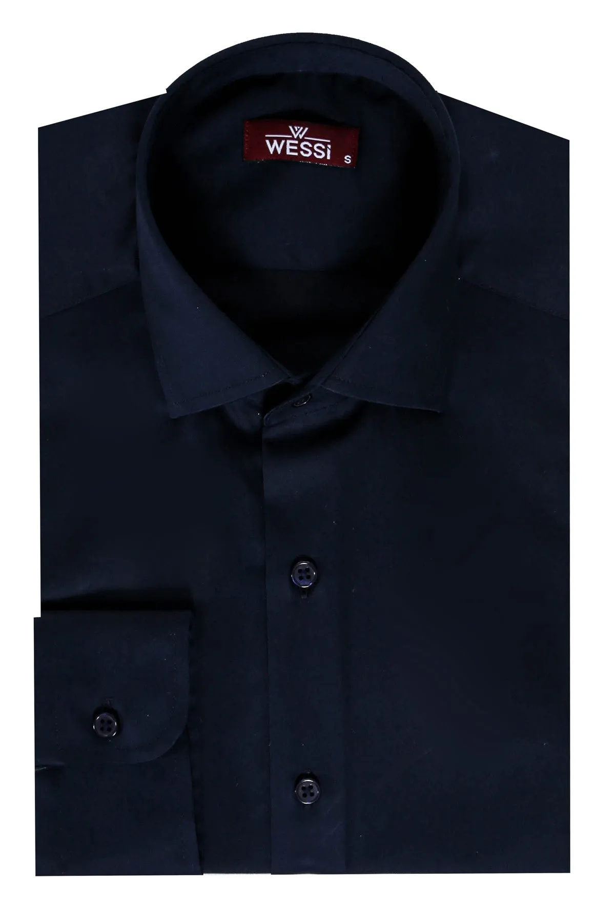 Cotton Satin Slim Fit Long Sleeves Plain Navy Blue Men Shirt - Wessi sold by Wessi product image thumbnail 5