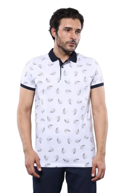 White Printed Polo Men's T-Shirt | Wessi sold by Wessi