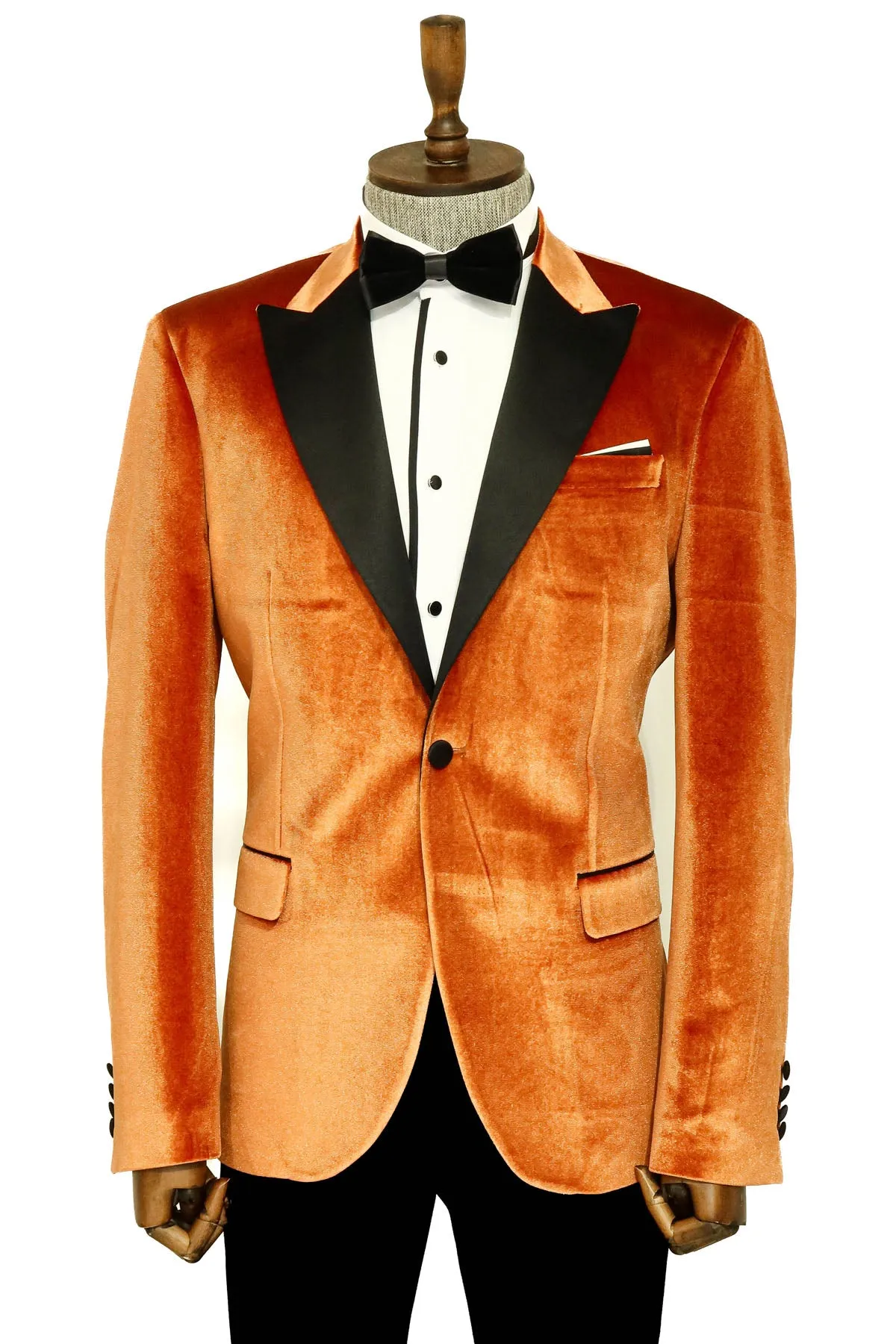 Velvet Slim Fit Single Button Tan Men Tuxedo Blazer sold by Wessi