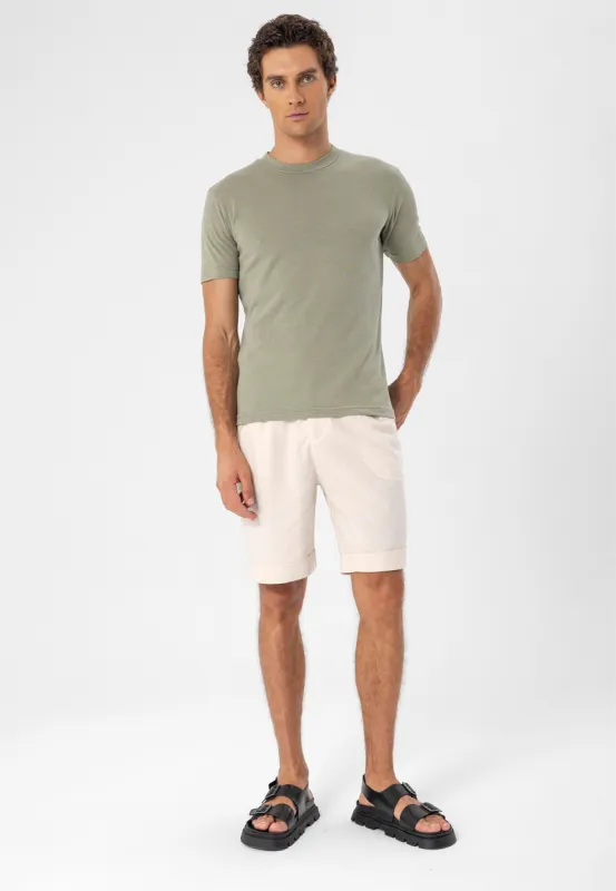 Khaki Crew Neck Slim Fit T-Shirt - Wessi sold by Wessi