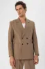 Men's Camel Double Breasted  Blazer Jacket with Bag Pocket - Wessi sold by Wessi