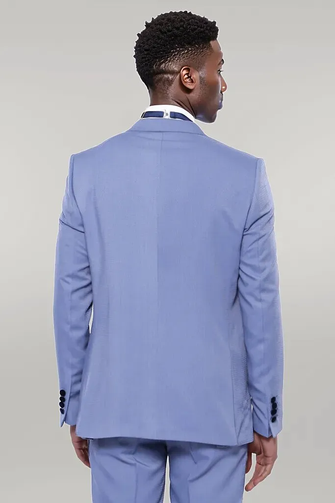 Velvet Collar Patterned Blue Tuxedo | Wessi sold by Wessi product image thumbnail 4