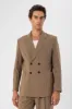 Men's Camel Double Breasted  Blazer Jacket with Bag Pocket - Wessi sold by Wessi