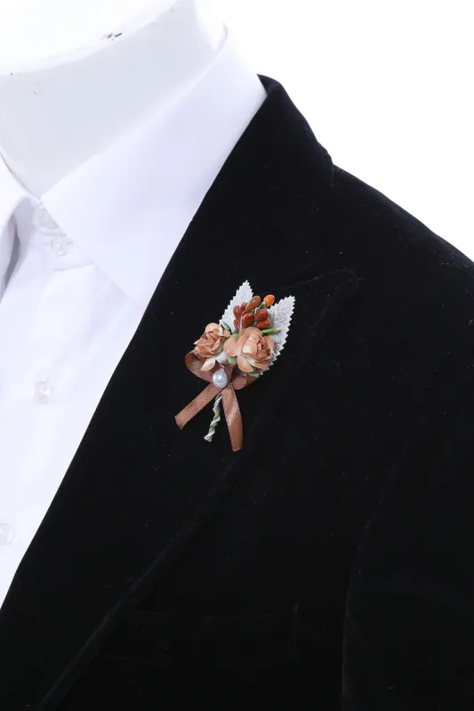 Men Caramel Blossom and Ribbon Lapel Pin - Wessi sold by Wessi