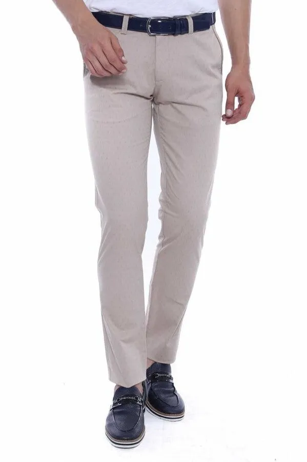 5 Pockets Patterned Men Beige Pants - Wessi sold by Wessi product image thumbnail 5