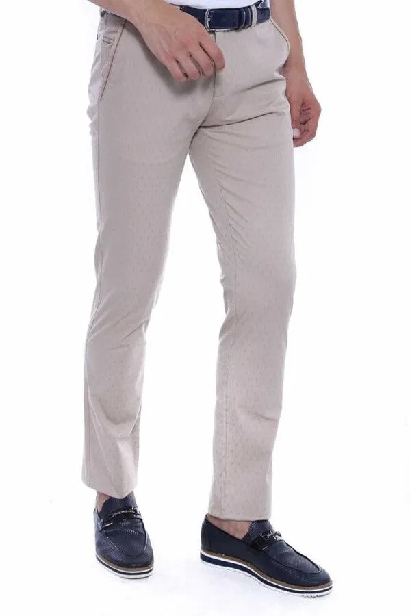 5 Pockets Patterned Men Beige Pants - Wessi sold by Wessi product image thumbnail 2