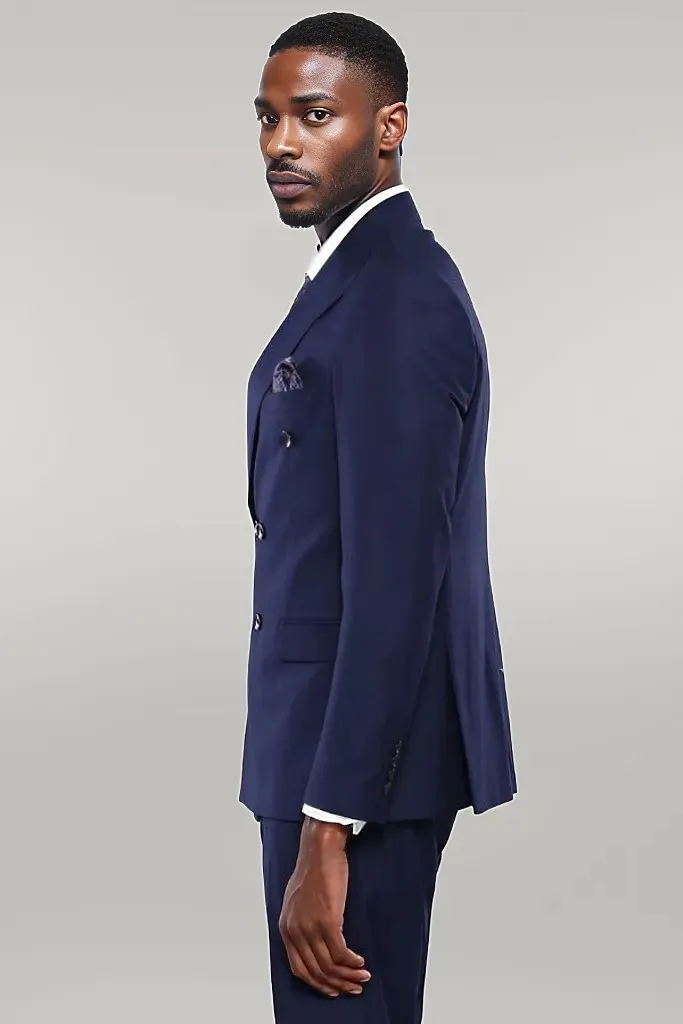 Double Breasted Slim Fit Navy Blue Men Suit - Wessi sold by Wessi product image thumbnail 4