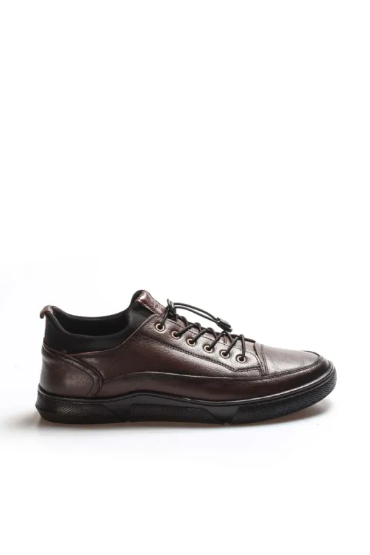 Men's Brown Leather Lace-Up Shoes with Durable Sole - Wessi sold by Wessi