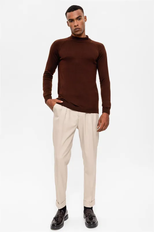 Brown Half Turtleneck Men's Knitwear - Wessi sold by Wessi