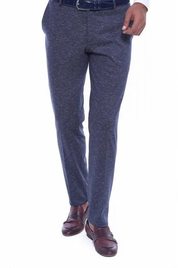Patterned Navy Blue Men Trousers - Wessi sold by Wessi