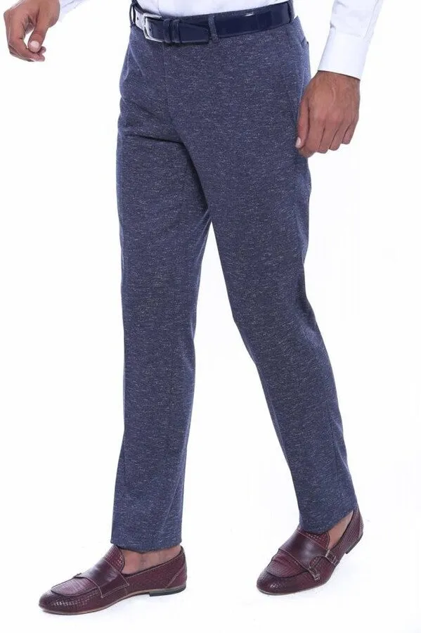 Patterned Navy Blue Men Trousers - Wessi sold by Wessi product image thumbnail 2