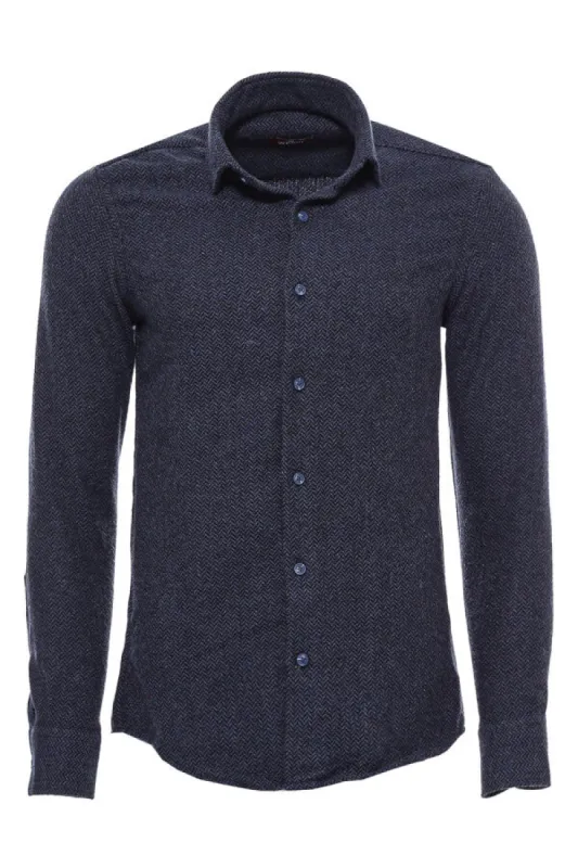 Winter Navy Blue Patterned Men's Lumberjack Shirt - Wessi sold by Wessi