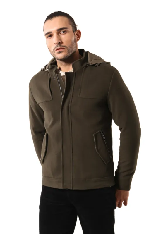 Zippered Sleeve Hooded Green Coat - Wessi sold by Wessi