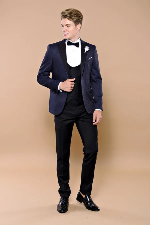 Patterned Jacket Combined Navy Blue Tuxedo | Wessi sold by Wessi