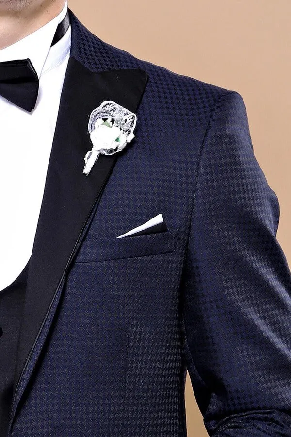 Patterned Jacket Combined Navy Blue Tuxedo | Wessi sold by Wessi product image thumbnail 3