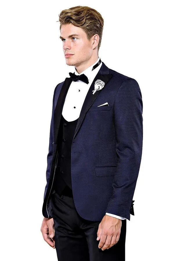 Patterned Jacket Combined Navy Blue Tuxedo | Wessi sold by Wessi product image thumbnail 5