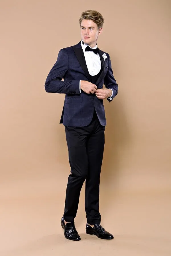 Patterned Jacket Combined Navy Blue Tuxedo | Wessi sold by Wessi product image thumbnail 2