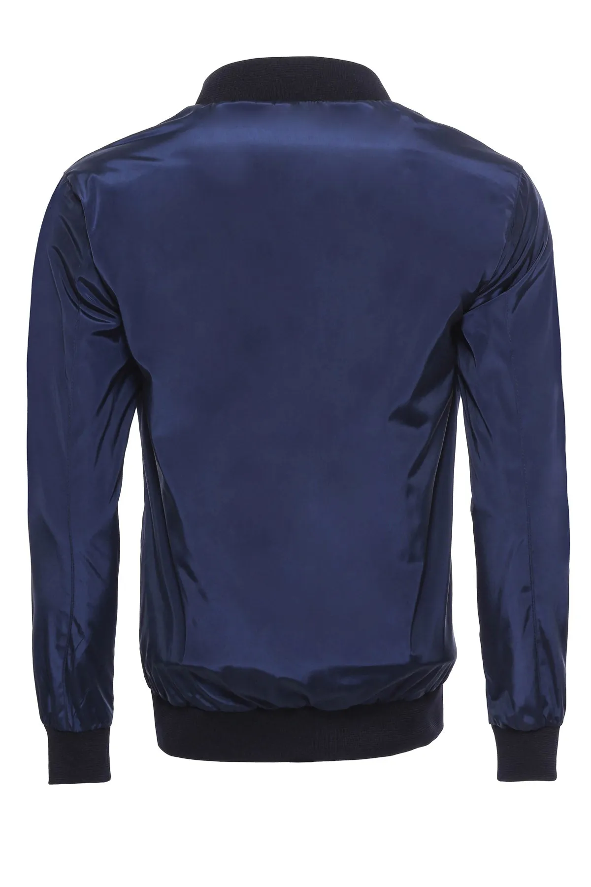 Flap Pockets Zippered Blue Men Bomber Coat - Wessi sold by Wessi product image thumbnail 2