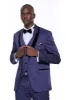 Patterned Navy Blue Velvet Lapel Tuxedo - Wessi sold by Wessi