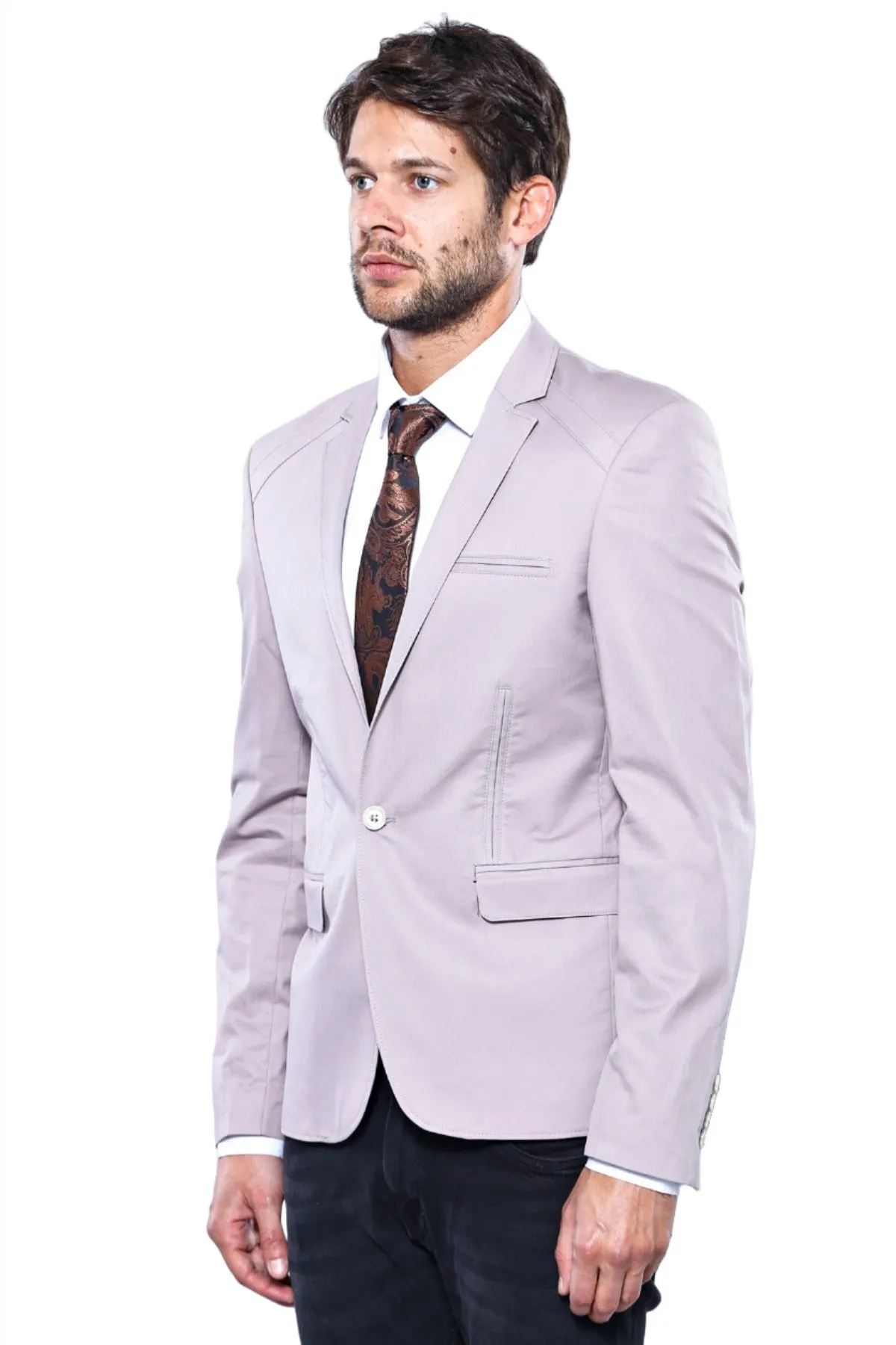 3 pocket Single Button Cotton Beige Jacket-Wessi sold by Wessi product image thumbnail 3