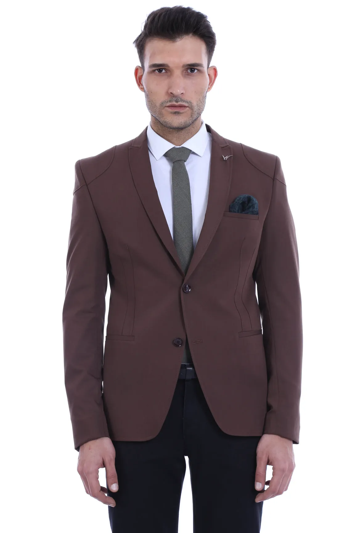 2 Button Shoulder Split Cotton Brown Jacket-Wessi sold by Wessi