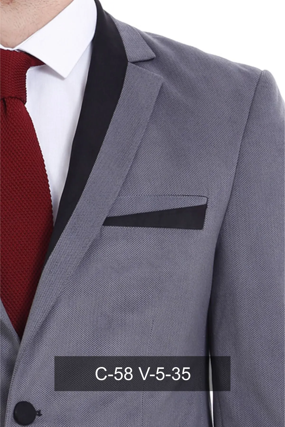 2 Buttons Pocket Piping Velvet Grey Jacket sold by Wessi product image thumbnail 2