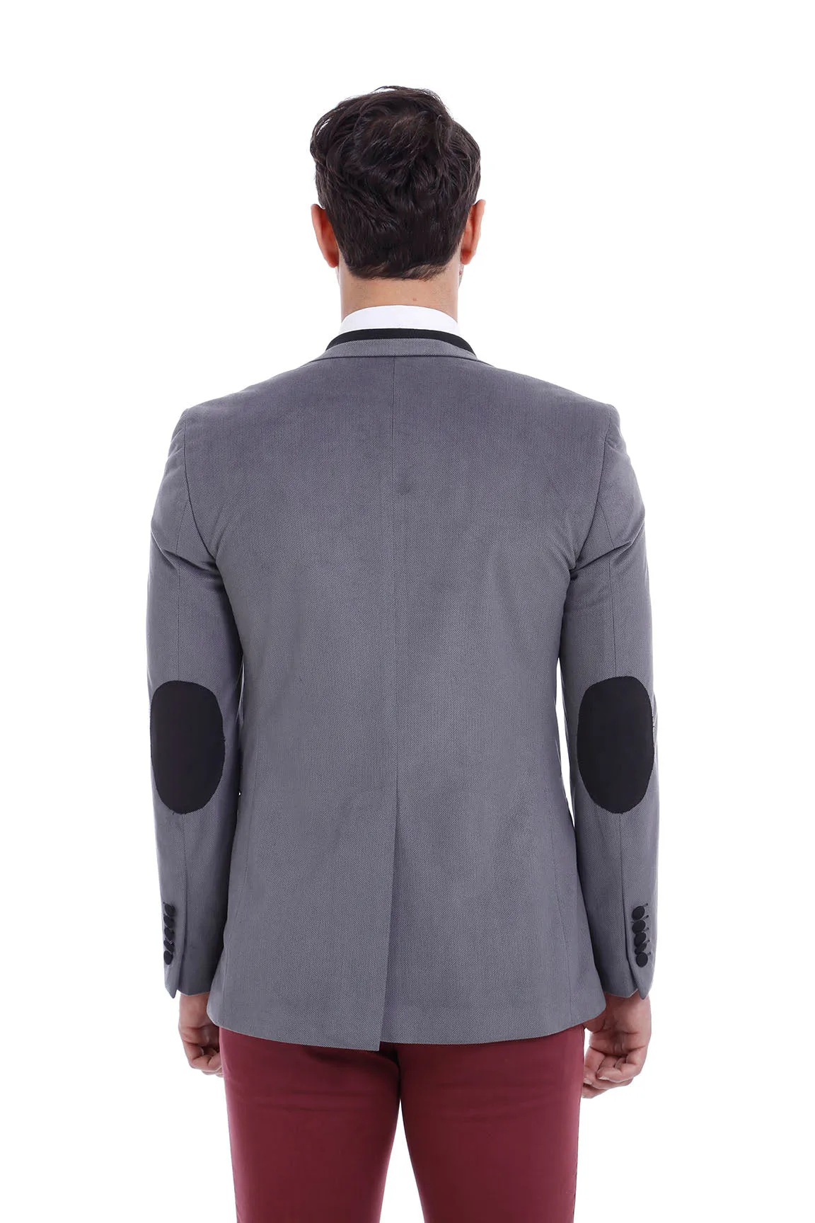 2 Buttons Pocket Piping Velvet Grey Jacket sold by Wessi product image thumbnail 4