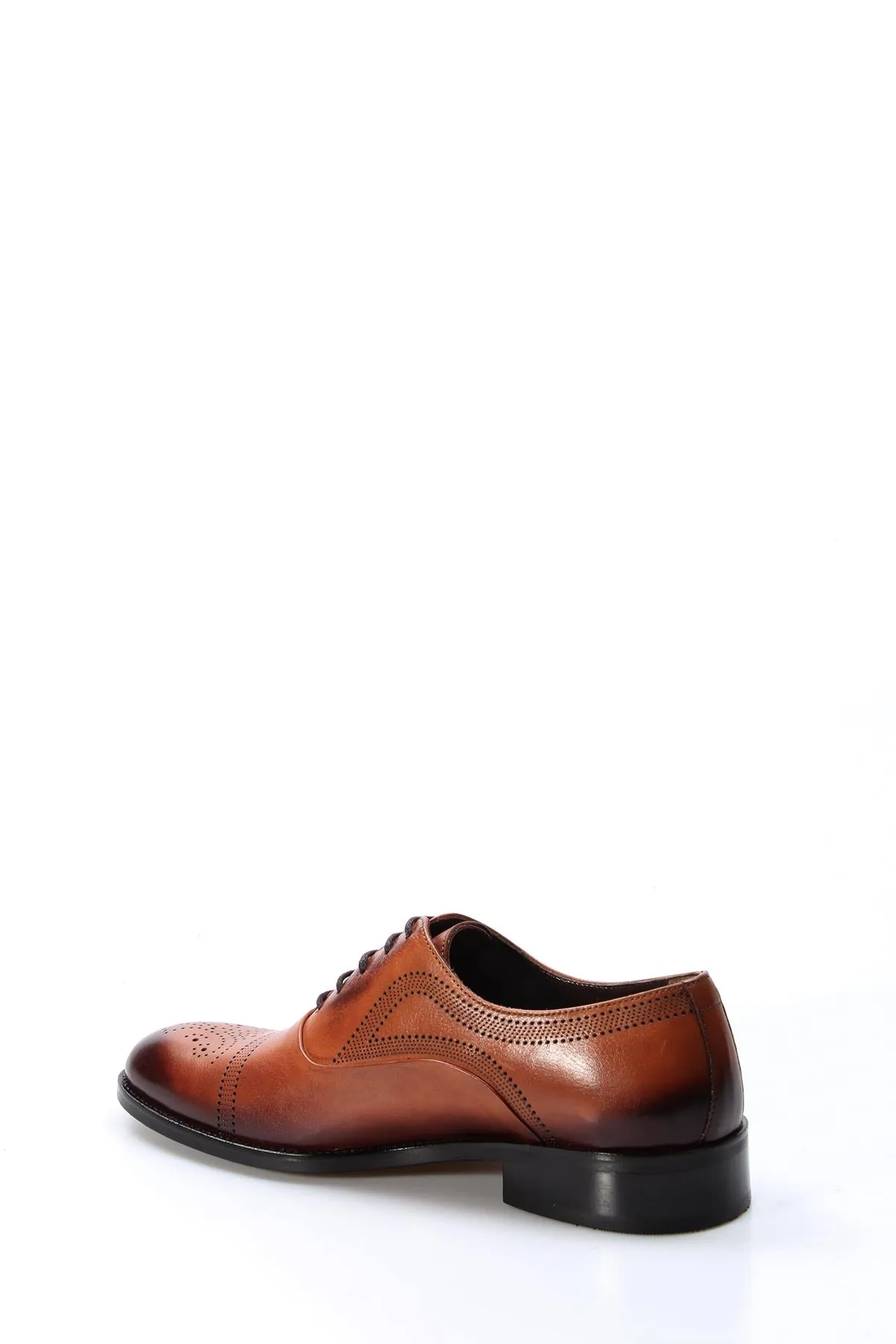 Men's Brown Leather Oxford Shoes with Perforated Detailing - Wessi sold by Wessi product image thumbnail 3
