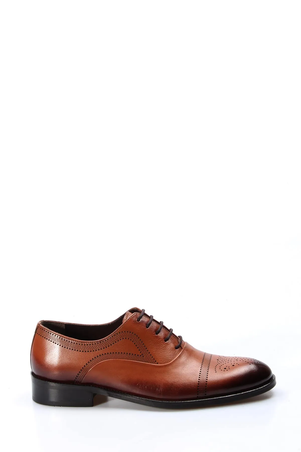 Men's Brown Leather Oxford Shoes with Perforated Detailing - Wessi sold by Wessi product image thumbnail 2