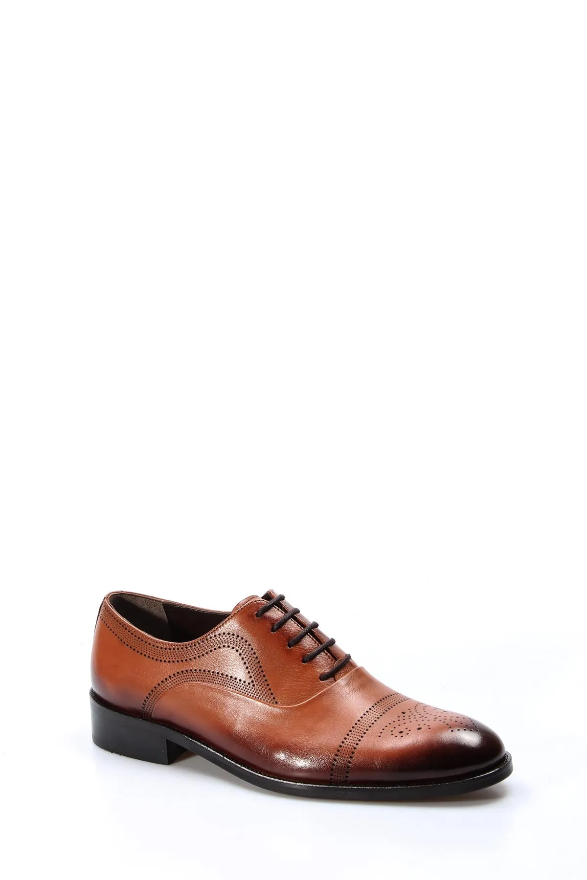 Men's Brown Leather Oxford Shoes with Perforated Detailing - Wessi sold by Wessi product image thumbnail 4