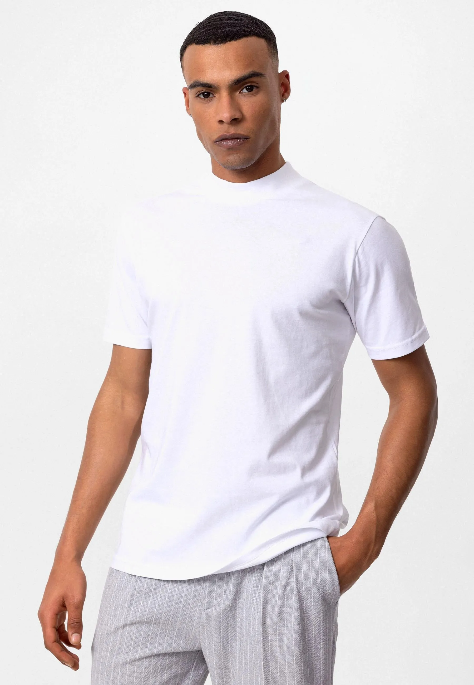 Men's White Slim Fit Basic T-Shirt - Wessi sold by Wessi product image thumbnail 3