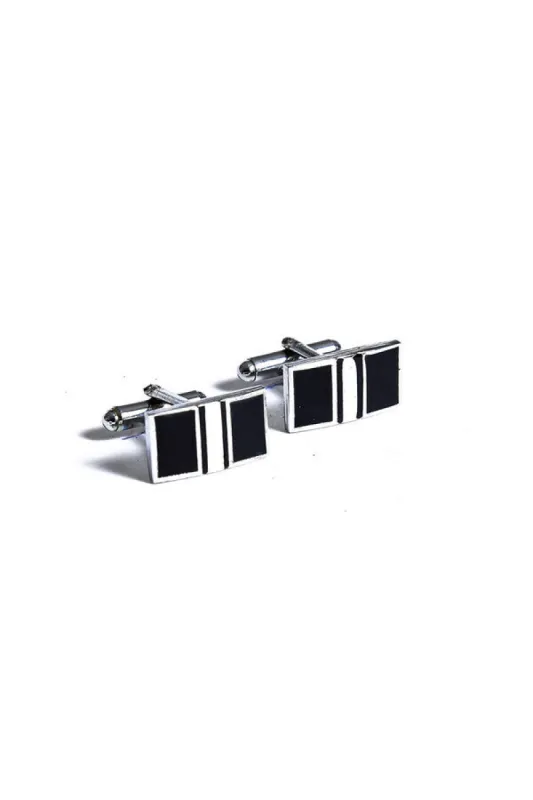 Black - White Rectangular Cufflinks  - Wessi sold by Wessi