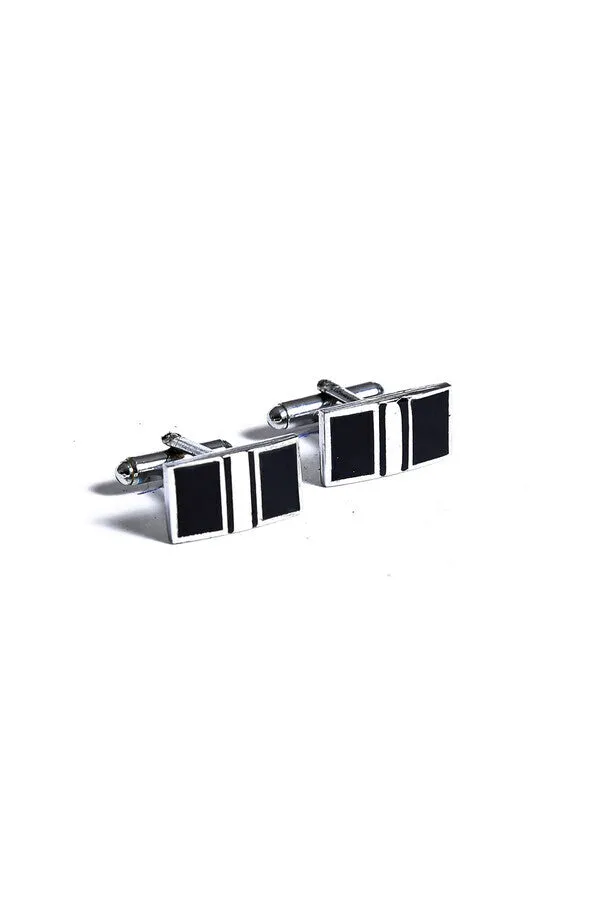 Black - White Rectangular Cufflinks - Wessi sold by Wessi